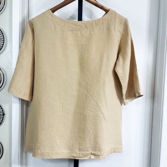 Not Perfect Linen Womens JANUARY Loose Cut 100% Linen Shirt - Tan, Size M/L - Picture 3 of 5